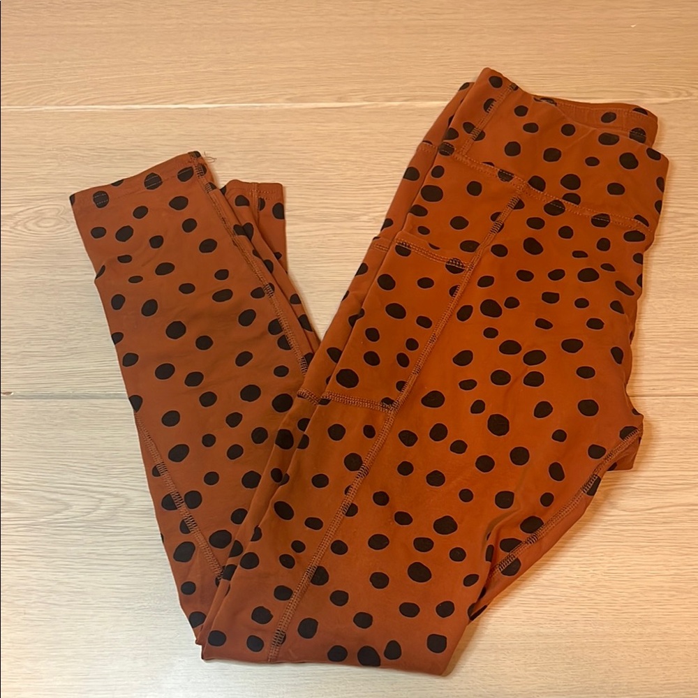 Pact brown and black polka dot (leopard print) leggings with pockets